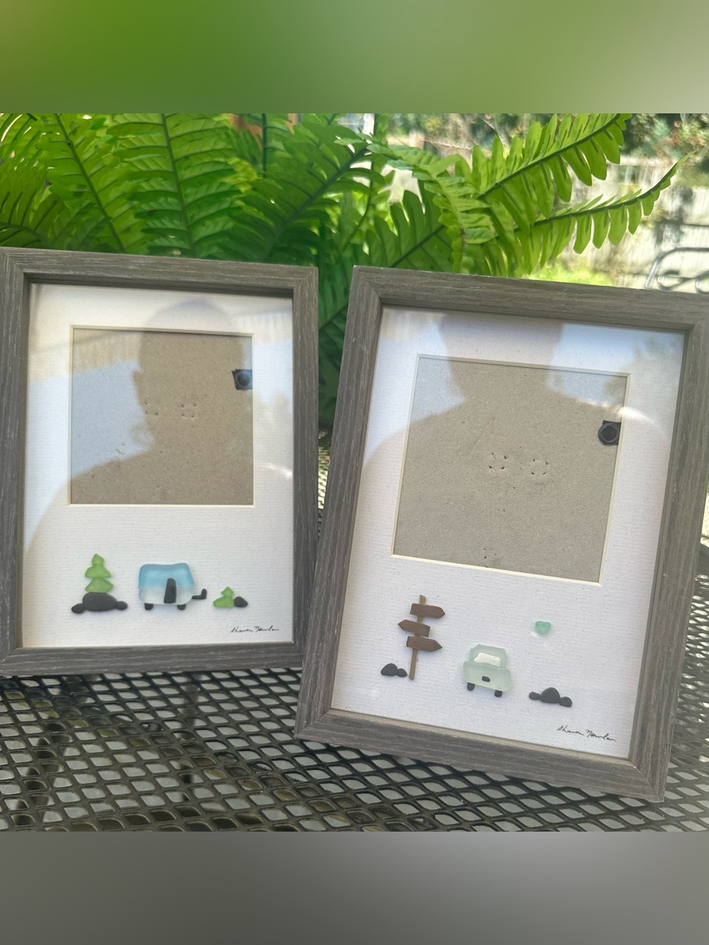 Demdaco Seaglass Accent Picture Frames in Green and Blue with Sharon Nowlan Art